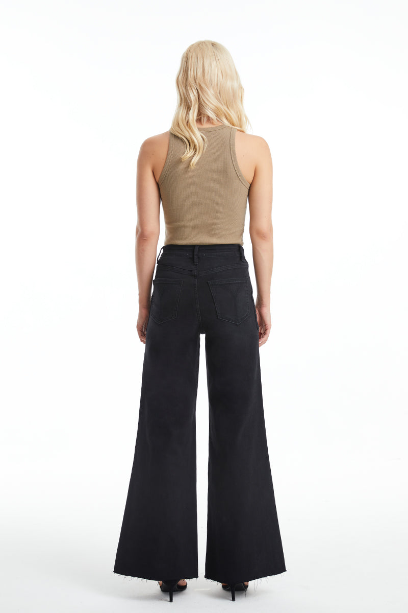 UTILITY PATCH POCKET WIDE LEG JEANS BYW8103BK