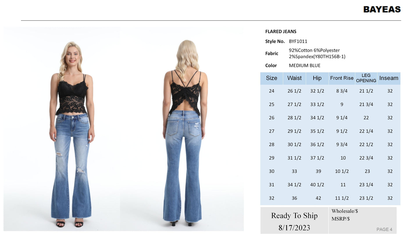 MID RISE FLARE JEANS BYF1011 MB