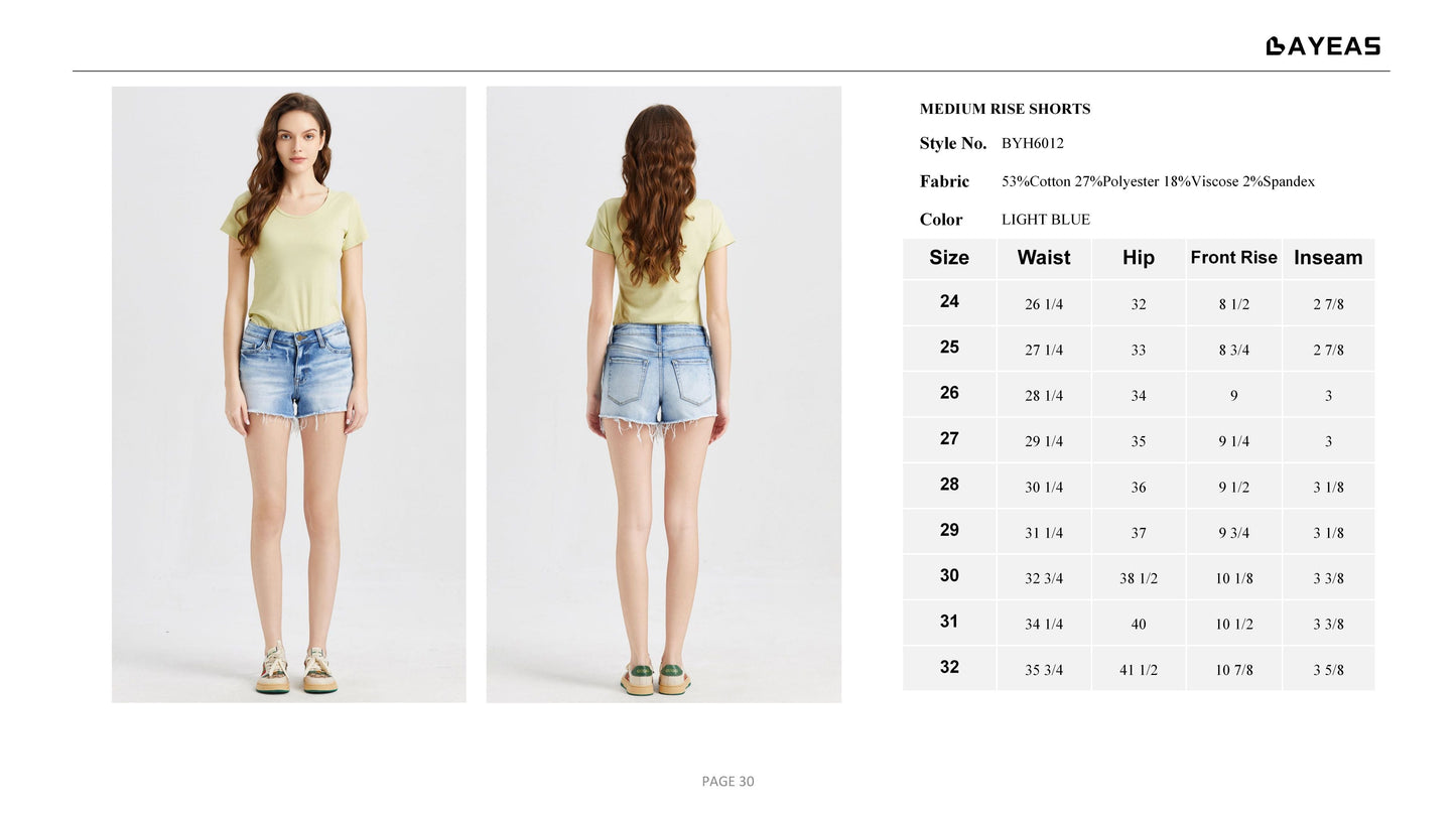 MID RISE DENIM SHORTS BYH6012