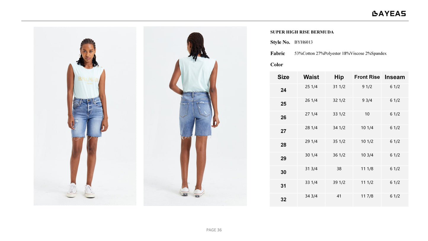 MID RISE DENIM SHORTS BYH6013