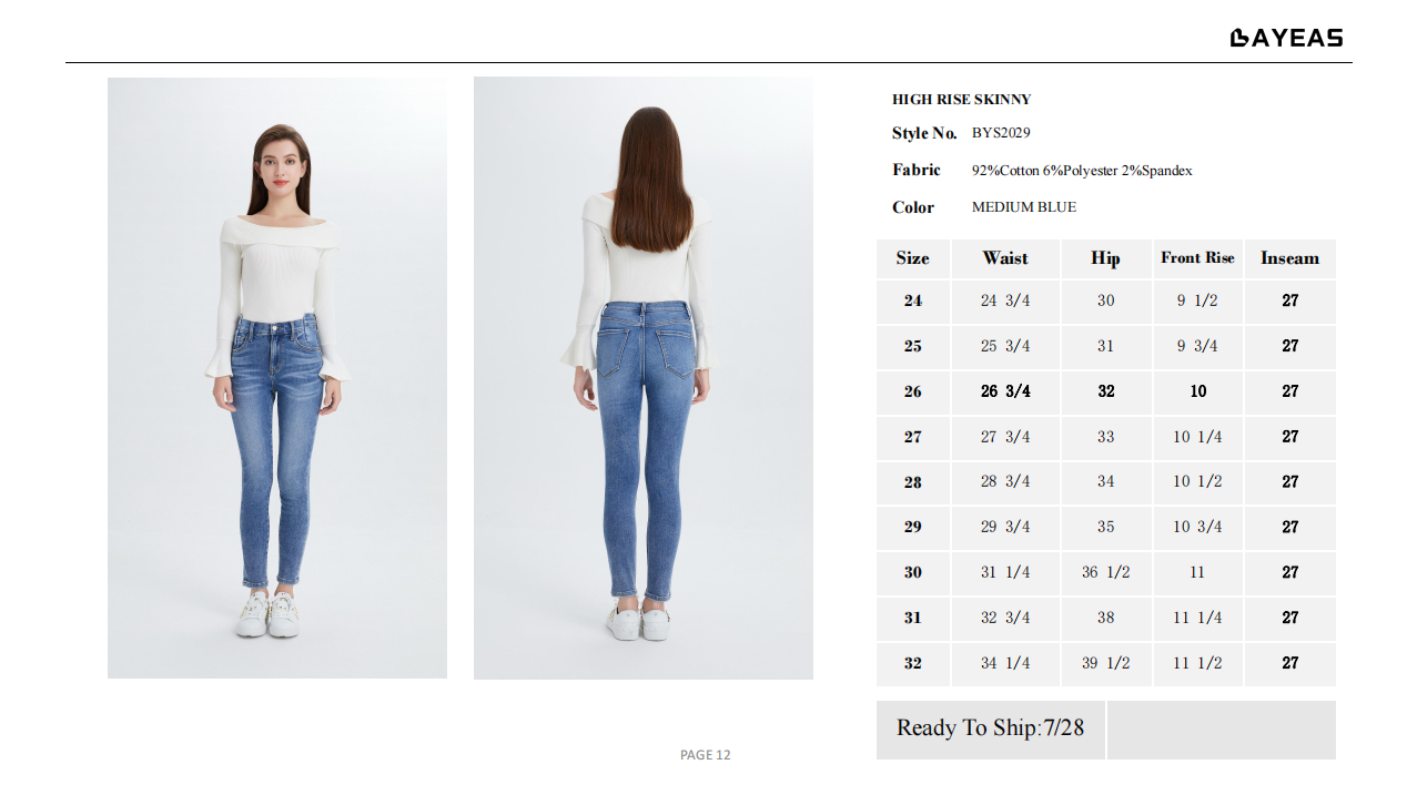 MID RISE SKINNY JEANS BYS2029M