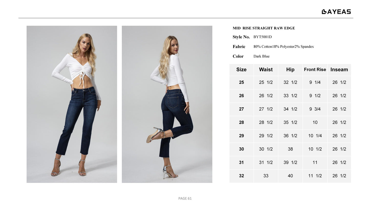 MID RISE STRAIGHT LEG JEANS BYT5001 DB