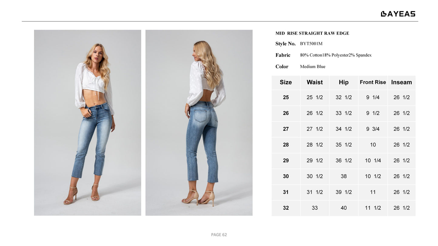 MID RISE STRAIGHT LEG JEANS BYT5001LB