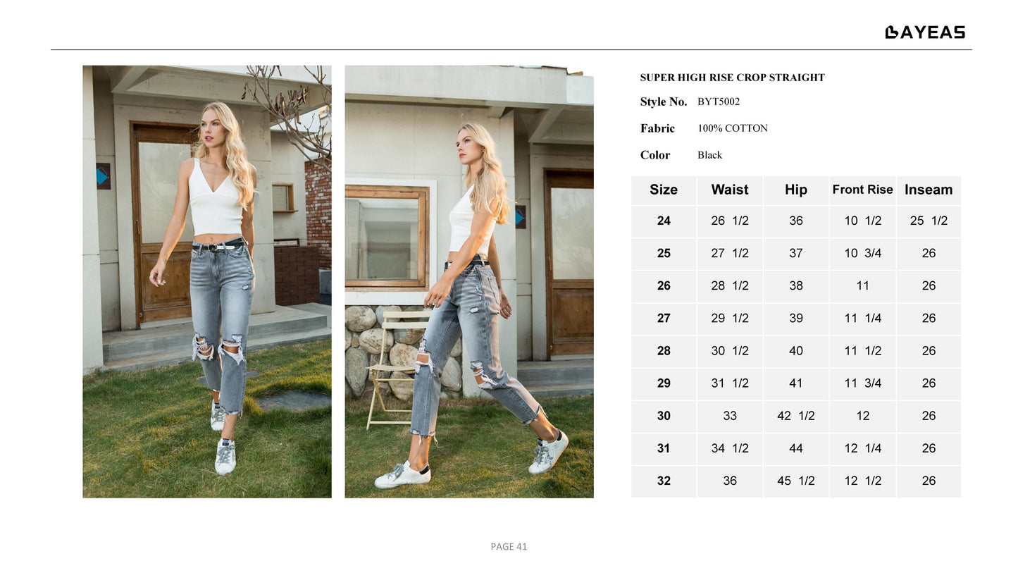 HIGH RISE STRAIGHT LEG JEANS BYT5002