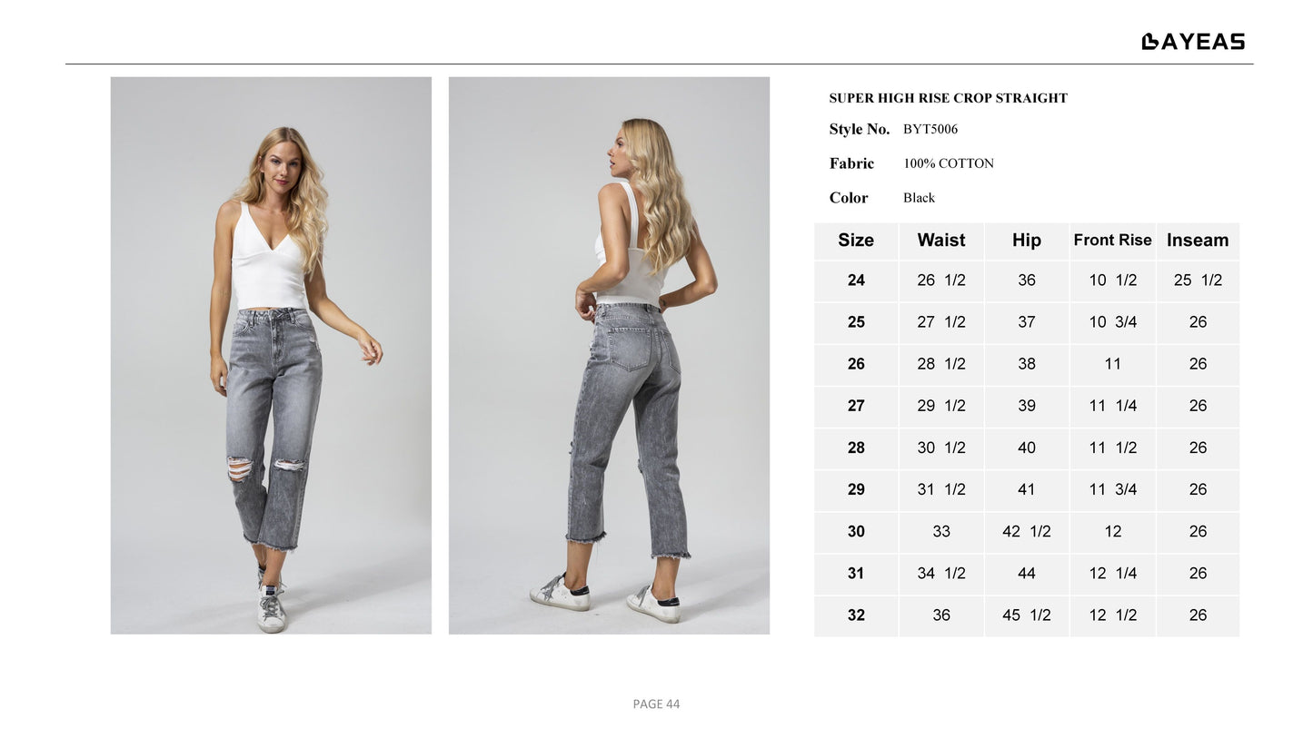 HIGH RISE STRAIGHT LEG JEANS BYT5006