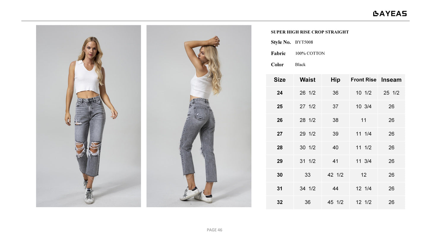 HIGH RISE STRAIGHT LEG JEANS BYT5008