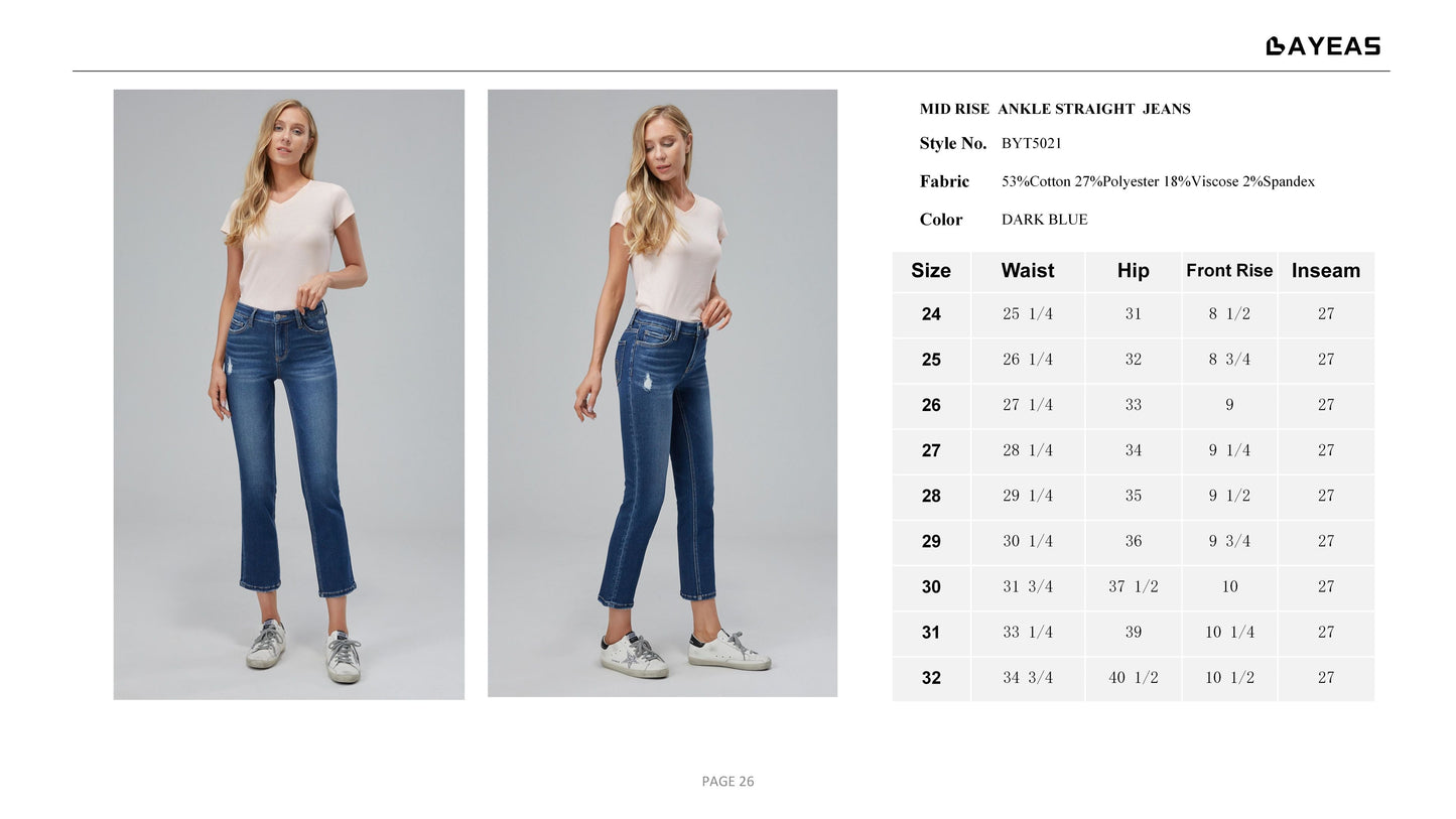 MID RISE STRAIGHT LEG JEANS BYT5021
