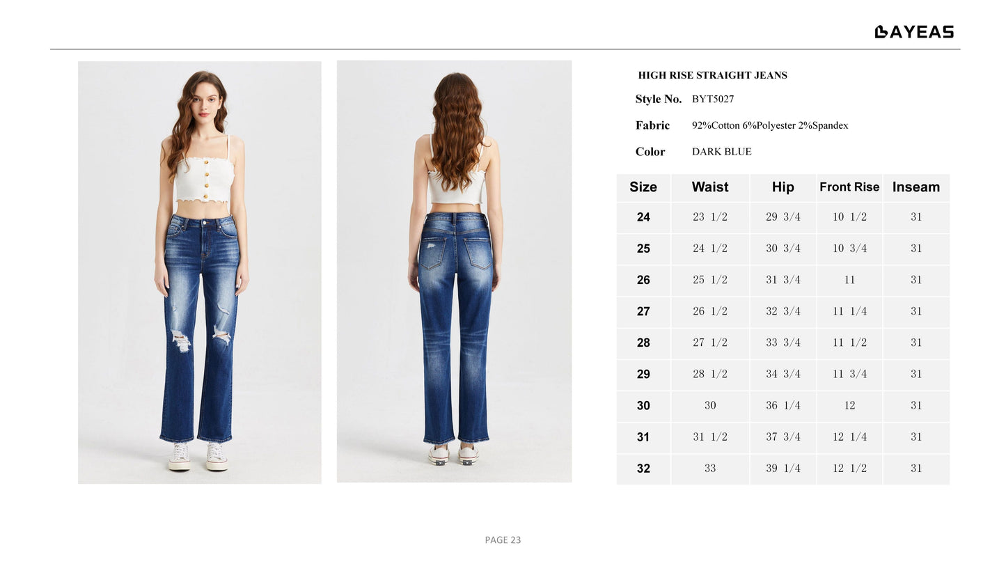 HIGH RISE STRAIGHT LEG JEANS BYT5027
