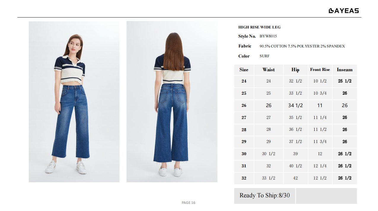 HIGH RISE WIDE LEG JEANS BYW8015