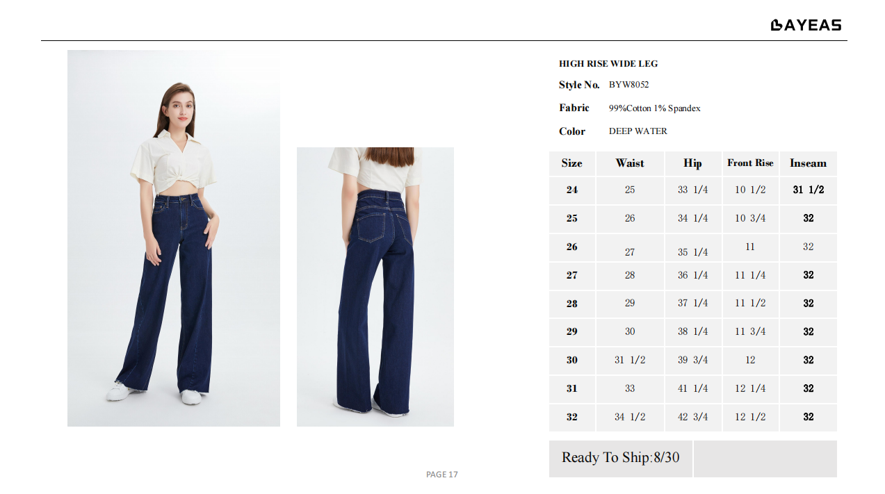 HIGH RISE WIDE LEG JEANS BYW8052