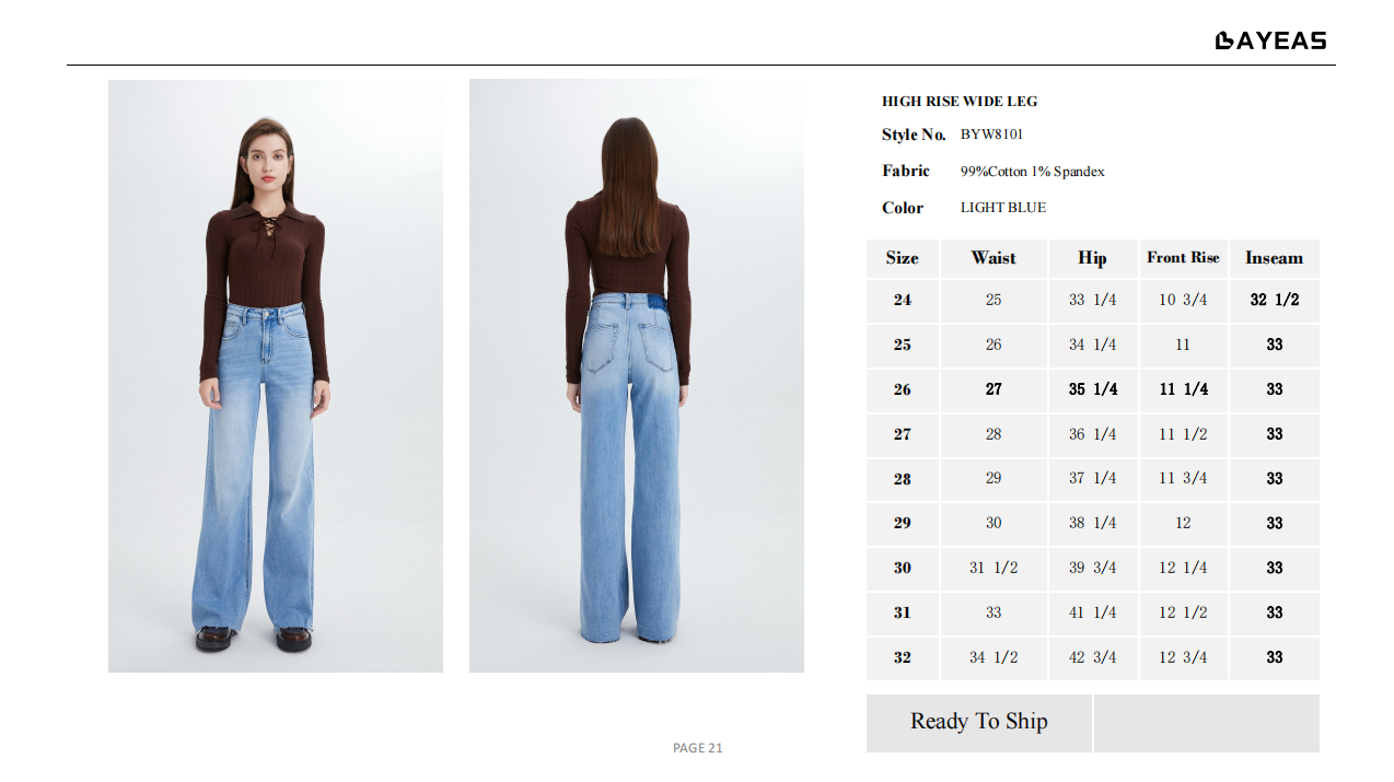 HIGH RISE WIDE LEG JEANS BYW8101