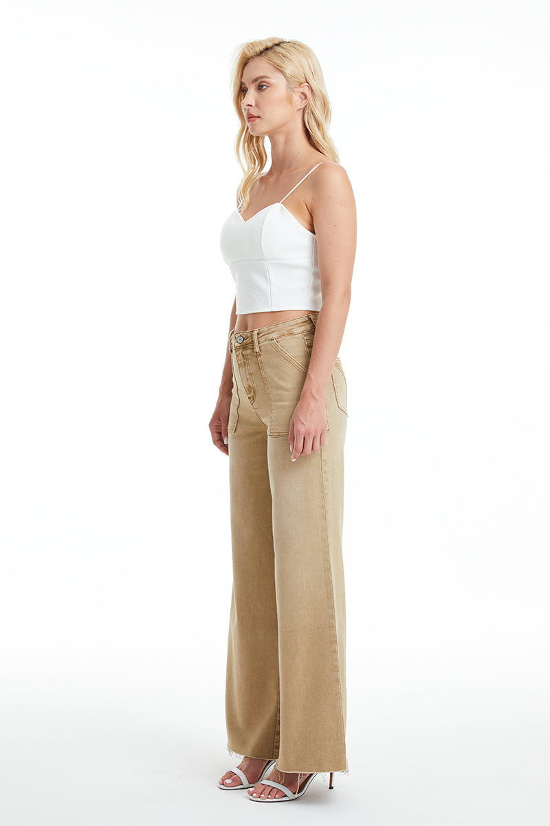 UTILITY PATCH POCKET WIDE LEG JEANS BYW8103KK