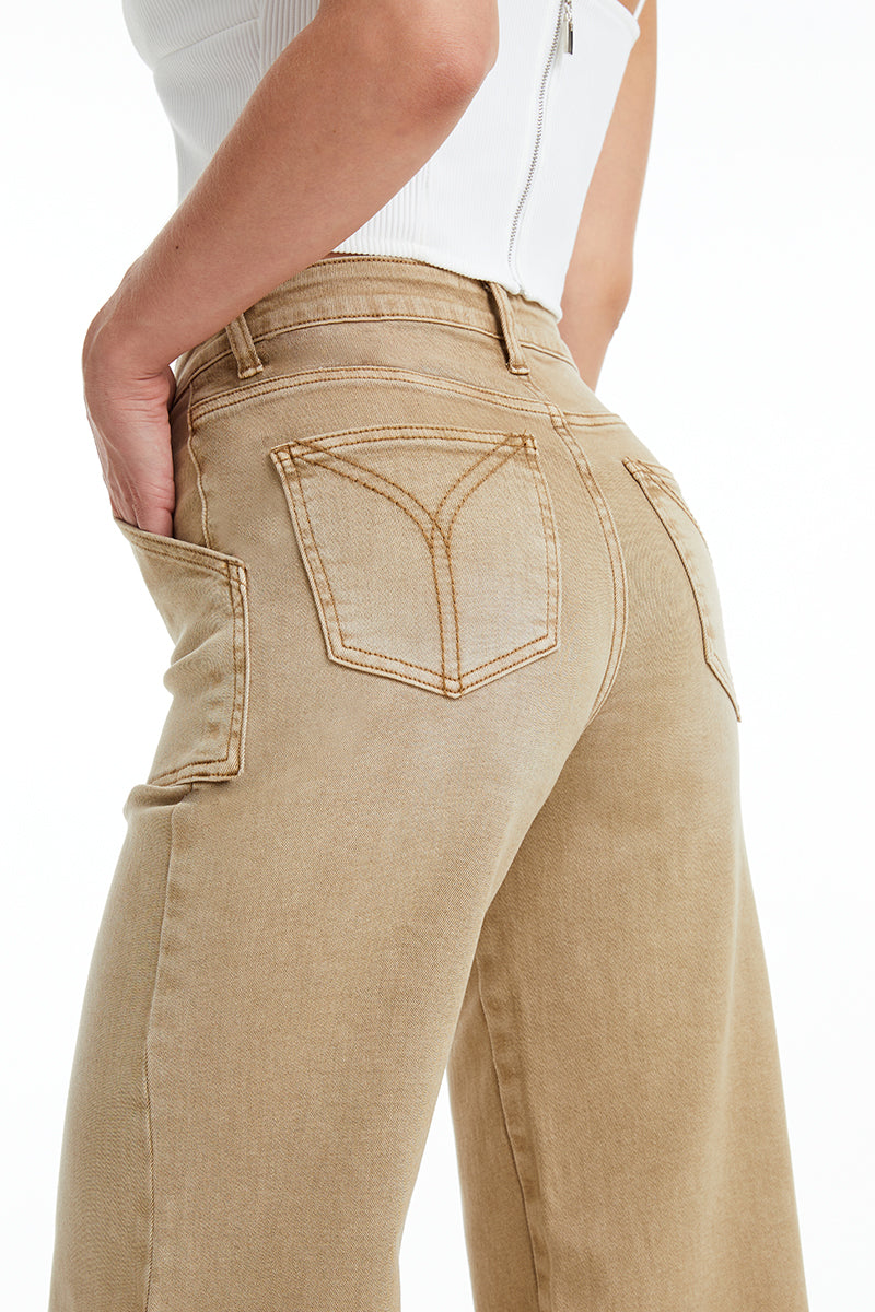 UTILITY PATCH POCKET WIDE LEG JEANS BYW8103KK