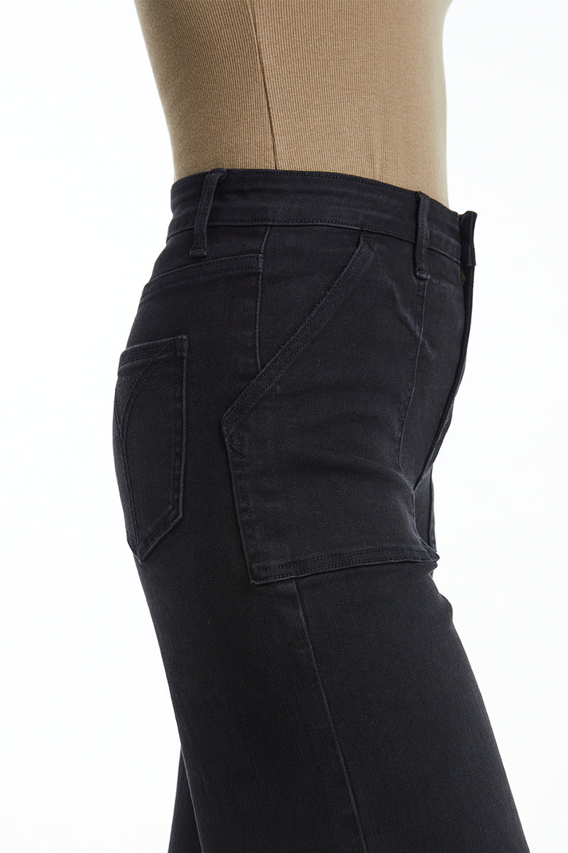 UTILITY PATCH POCKET WIDE LEG JEANS BYW8103BK