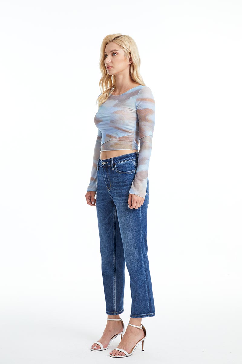 HIGH RISE STRAIGHT LEG JEANS BYT5145 DB