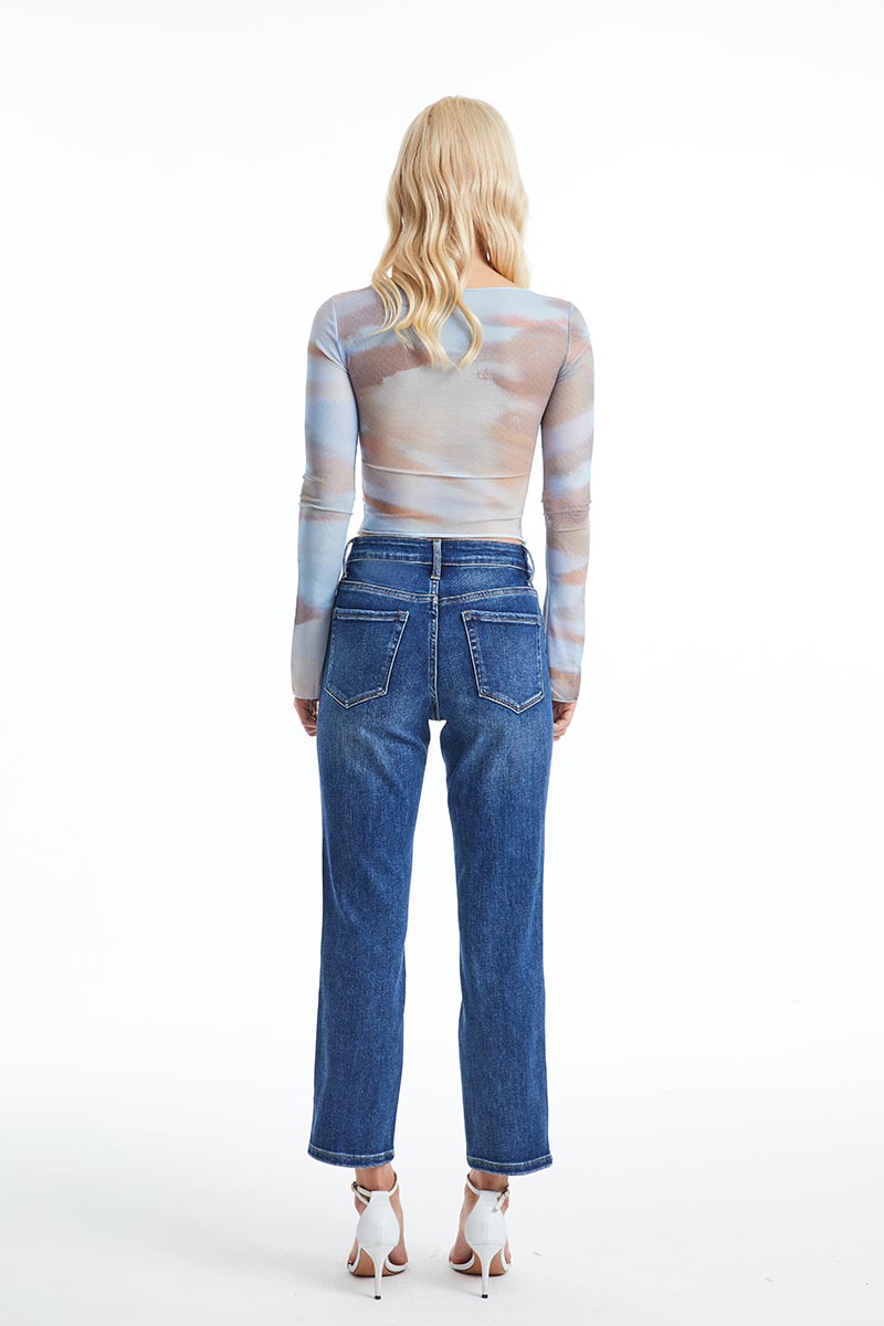 HIGH RISE STRAIGHT LEG JEANS BYT5145 DB