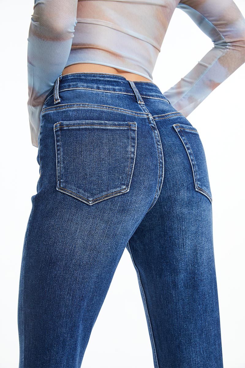 HIGH RISE STRAIGHT LEG JEANS BYT5145 DB