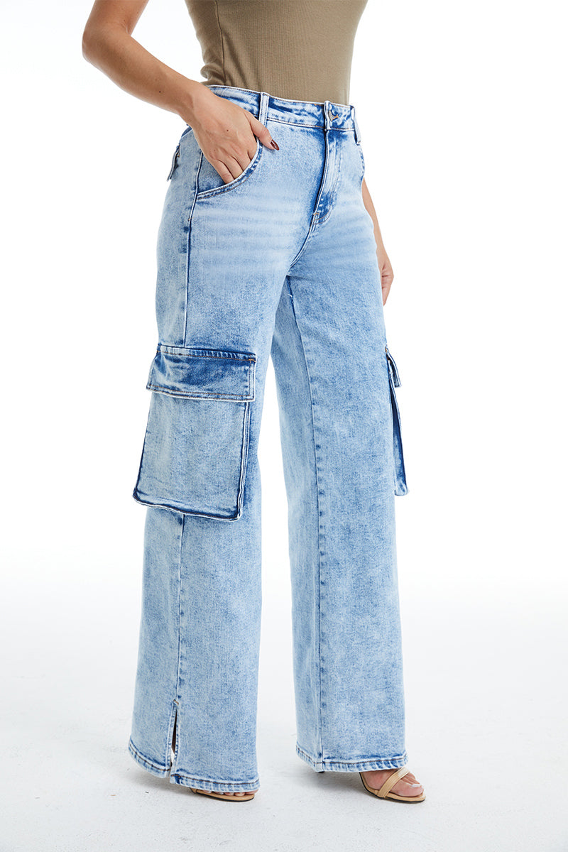 HIGH RISE WIDE LEG FLARE JEANS BYW8105 LB