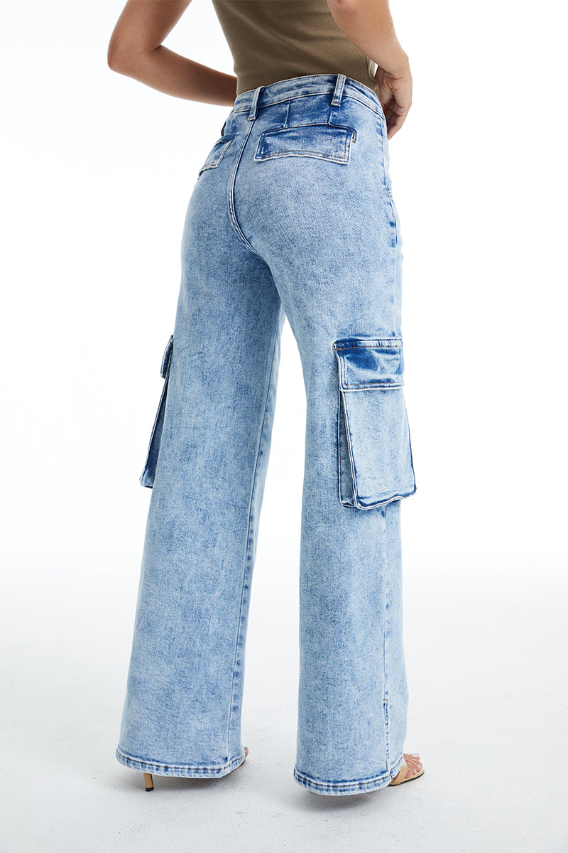 HIGH RISE WIDE LEG FLARE JEANS BYW8105 LB