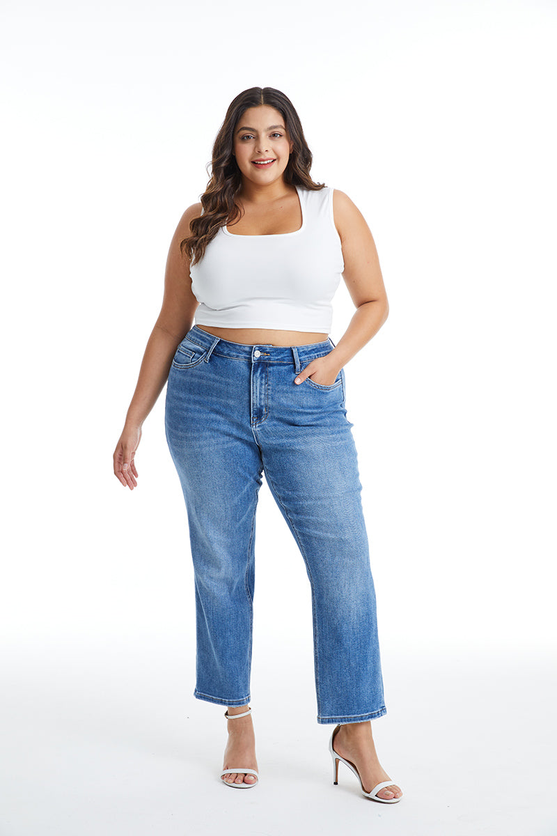 HIGH RISE STRAIGHT LEG JEANS BYT5145-P MB