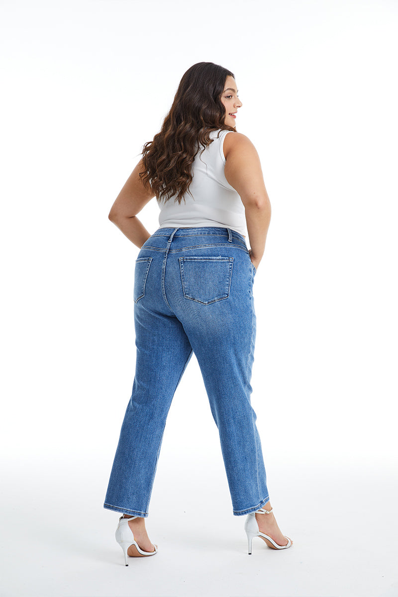 HIGH RISE STRAIGHT LEG JEANS BYT5145-P MB