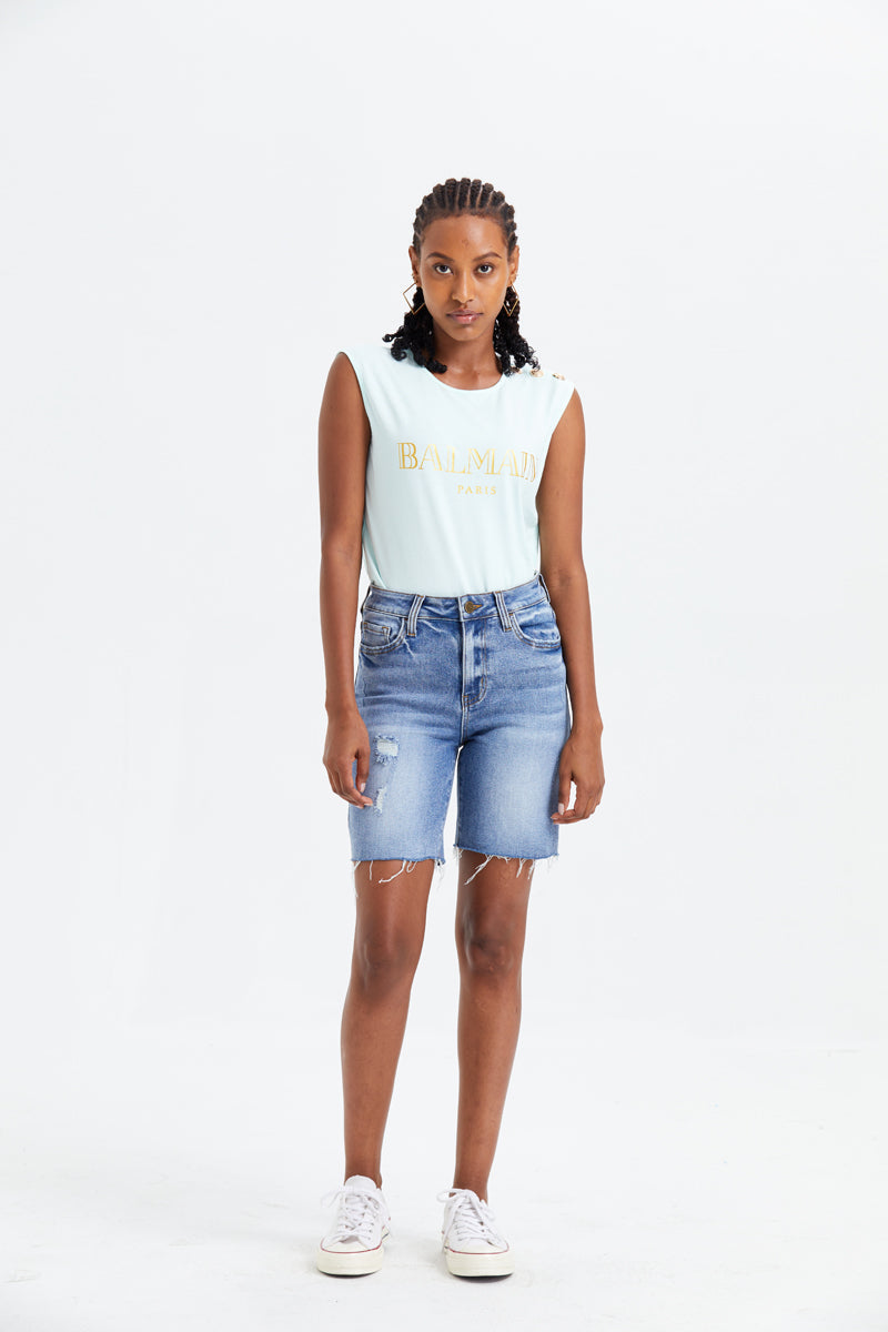 MID RISE DENIM SHORTS BYH6013
