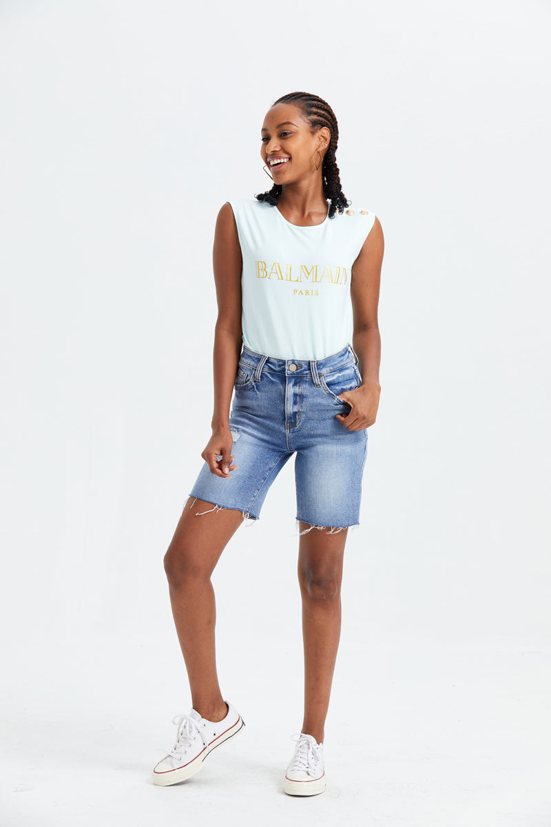 MID RISE DENIM SHORTS BYH6013
