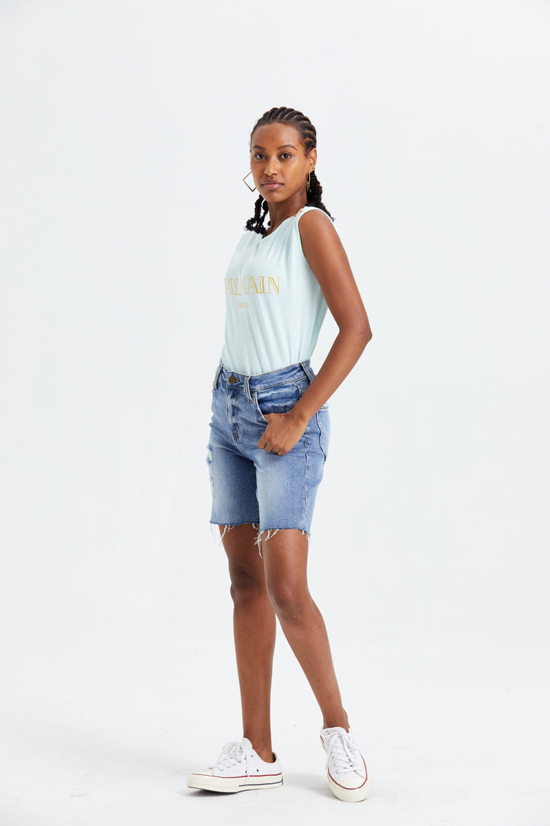 MID RISE DENIM SHORTS BYH6013