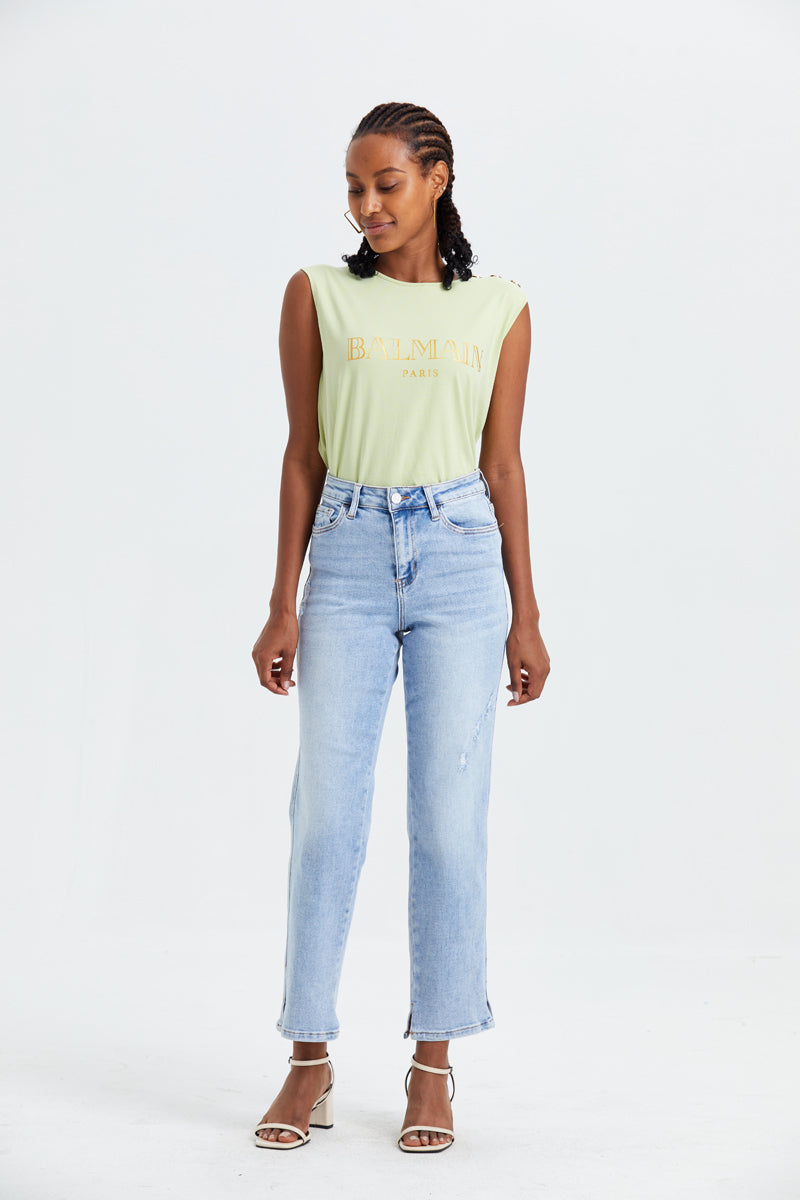 HIGH RISE STRAIGHT LEG JEANS BYT5016