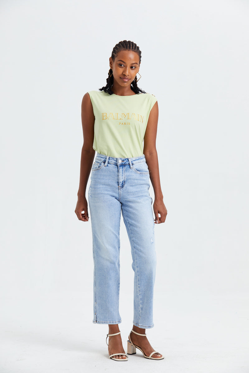 HIGH RISE STRAIGHT LEG JEANS BYT5016