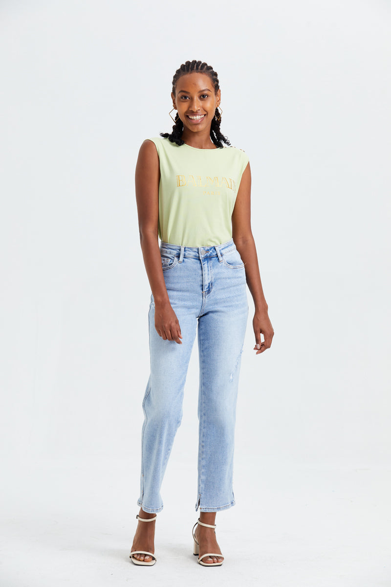 HIGH RISE STRAIGHT LEG JEANS BYT5016