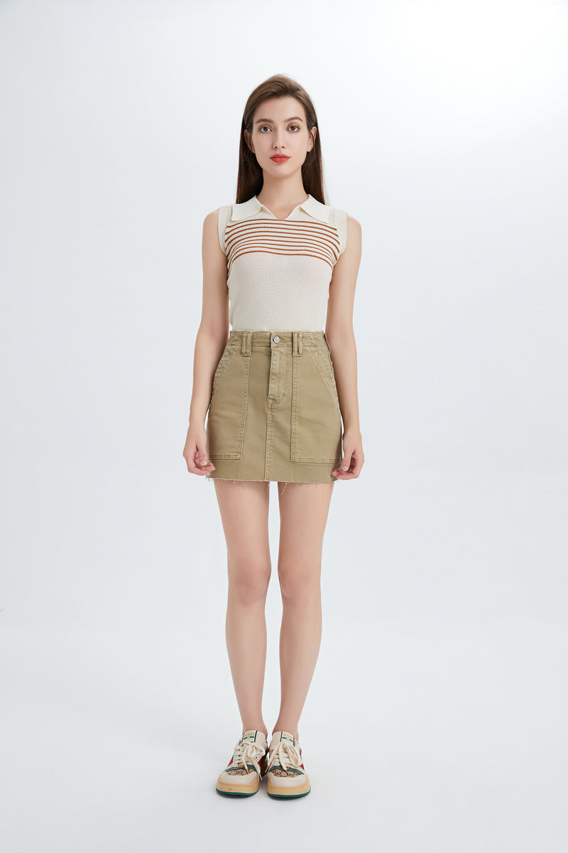 SHORT DENIM SKIRT WITH POCKETS BYK7021 KK