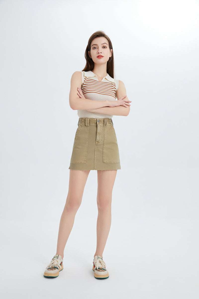 SHORT DENIM SKIRT WITH POCKETS BYK7021 KK