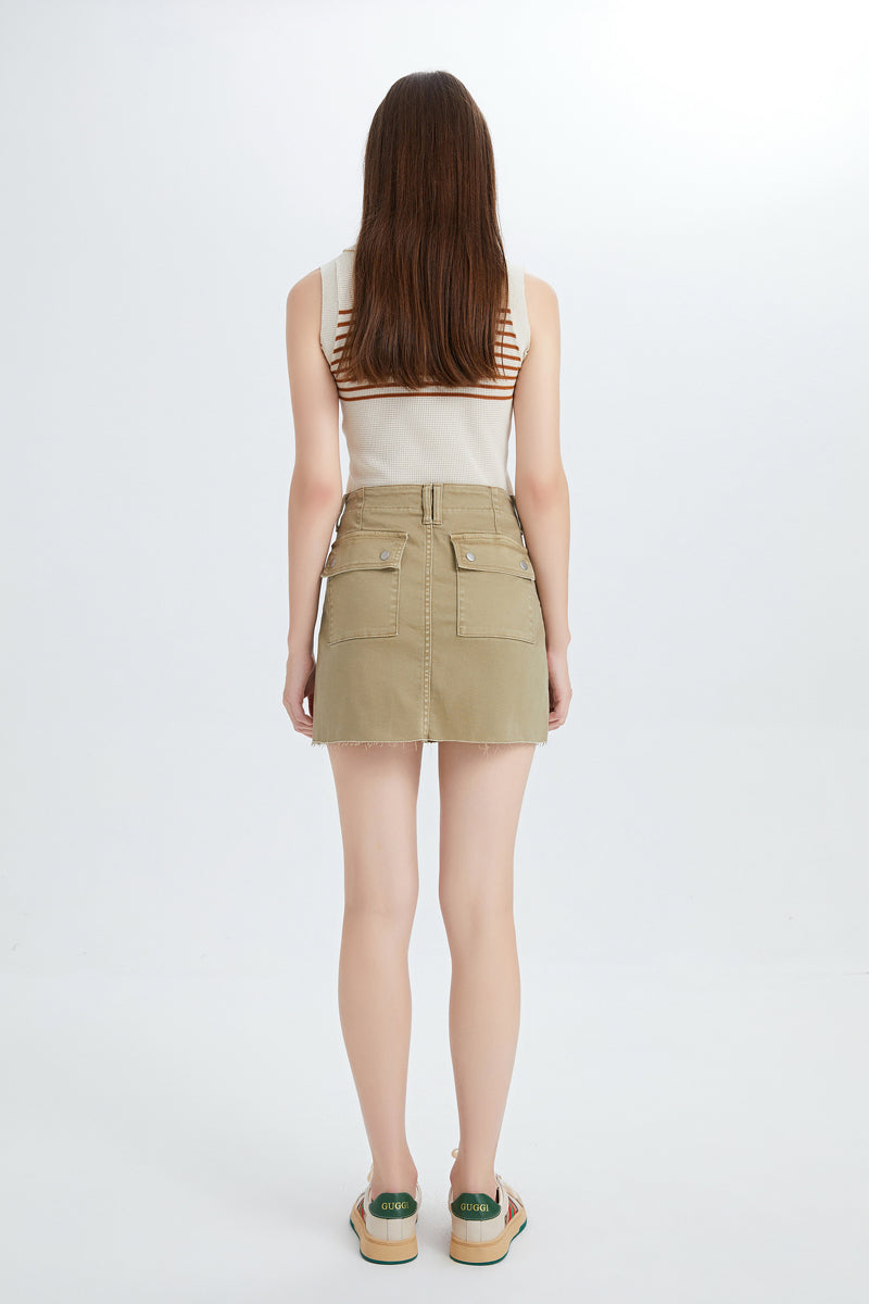 SHORT DENIM SKIRT WITH POCKETS BYK7021 KK