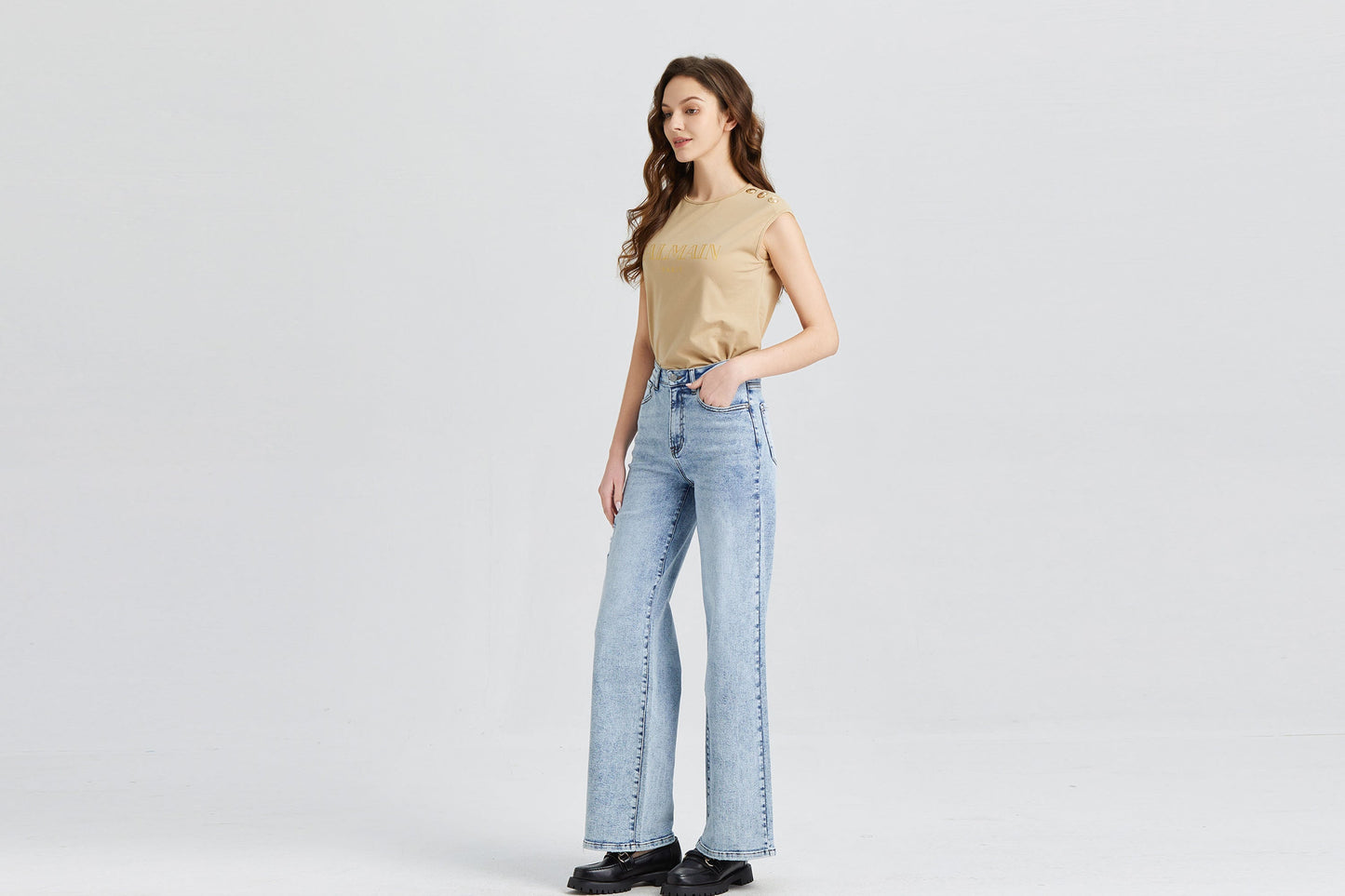HIGH RISE WIDE LEG JEANS BYW8007
