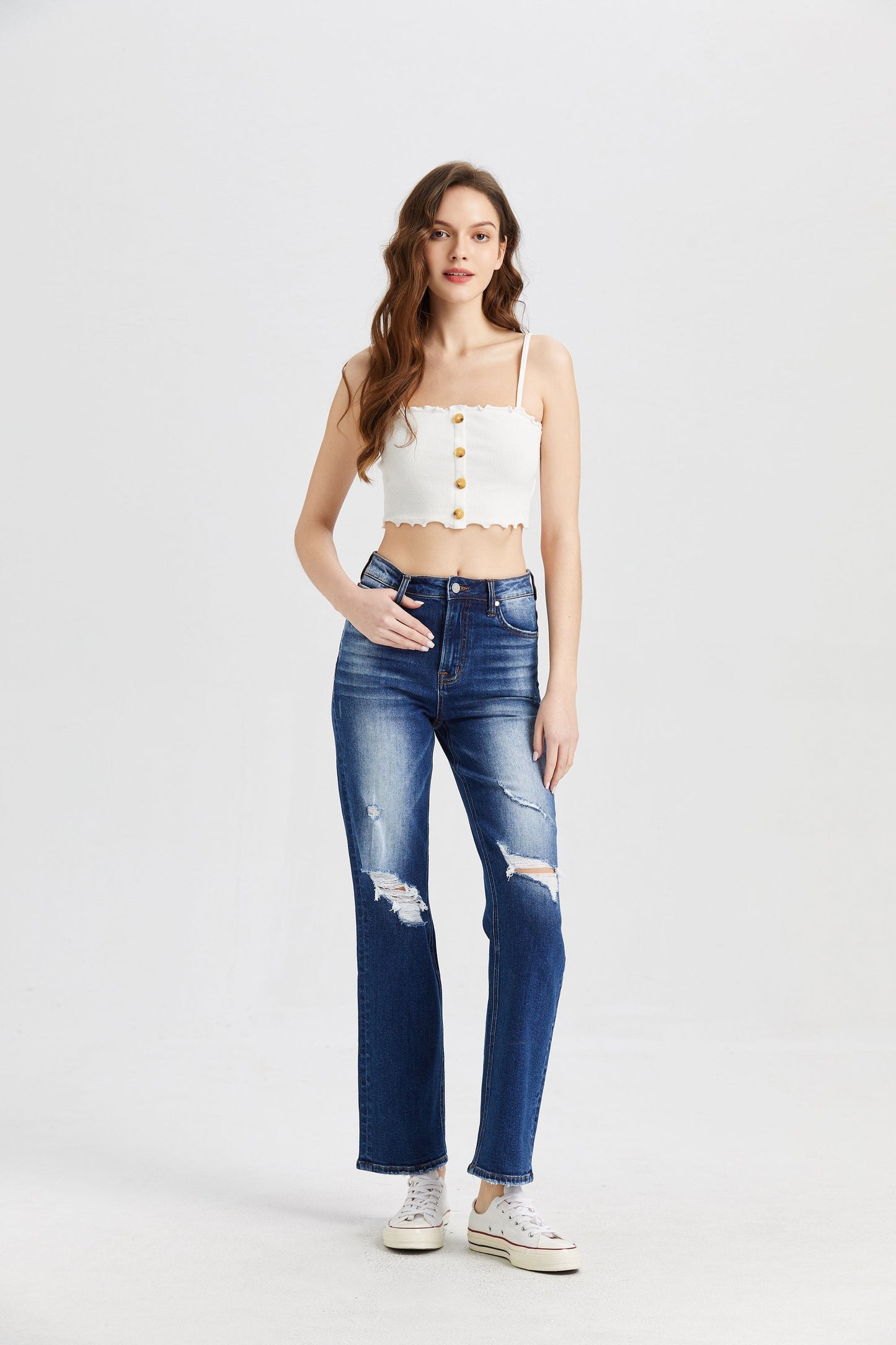HIGH RISE STRAIGHT LEG JEANS BYT5027