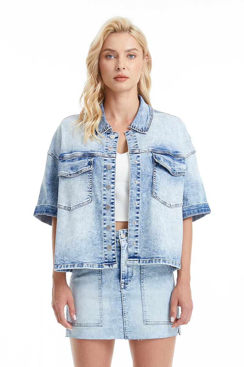 PUFFY SLEEVE DENIM JACKET BYJ9023 MB