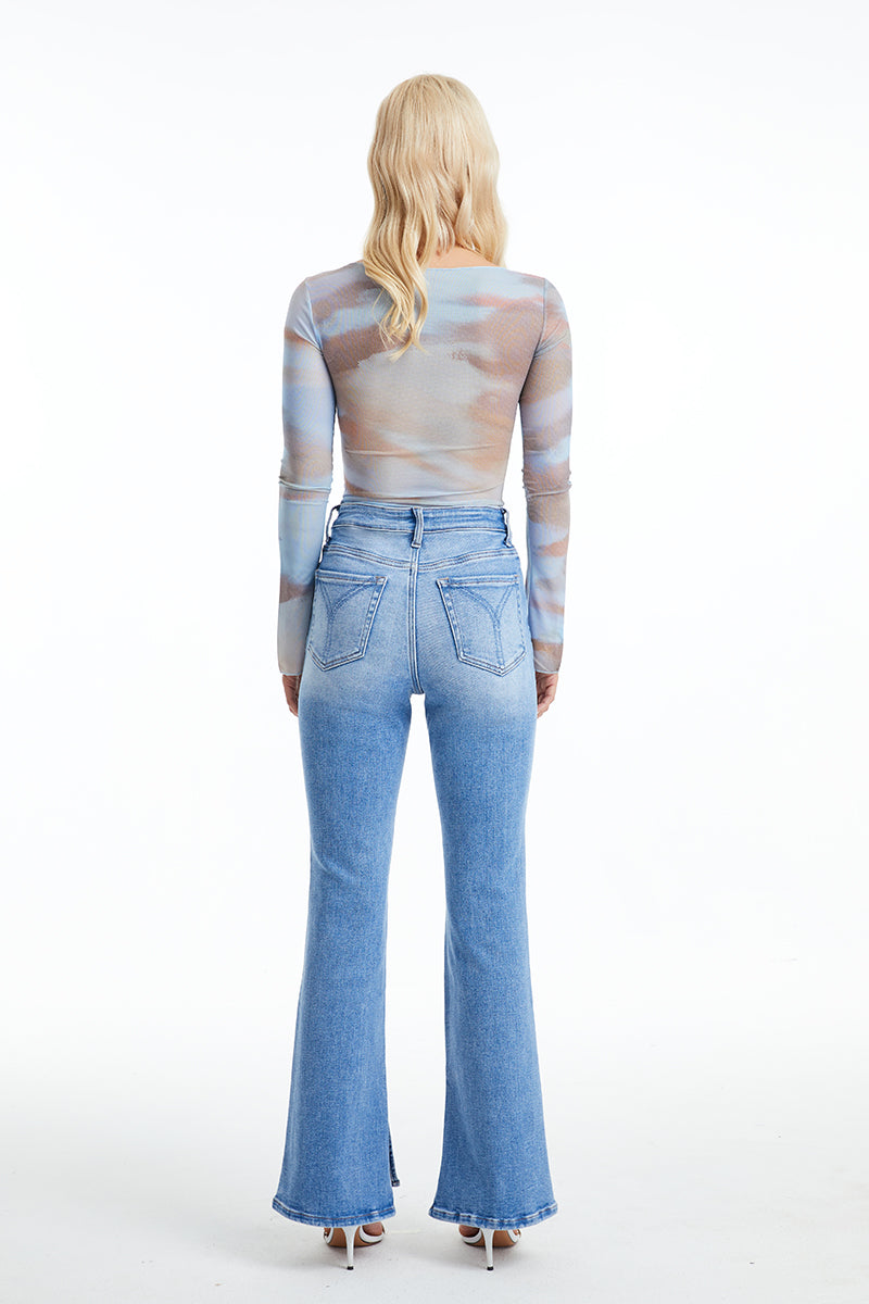 HIGH RISE FLARE JEANS WITH SLIT BYF1095 AURORA