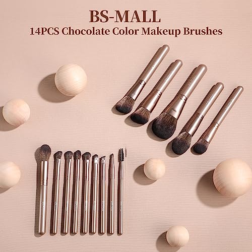 BS-MALL Makeup Brush Set 14Pcs Premium Synthetic Professional Makeup Brushes Foundation Powder Blending Concealer Eye shadows Blush Makeup Brush Kit Deep Starry Blue
