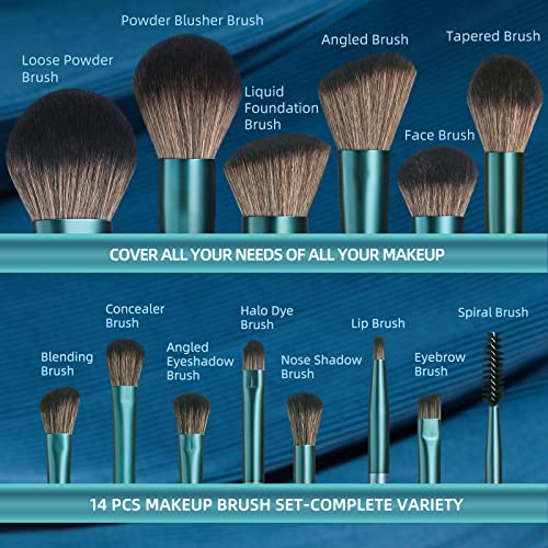 BS-MALL Makeup Brush Set 14Pcs Premium Synthetic Professional Makeup Brushes Foundation Powder Blending Concealer Eye shadows Blush Makeup Brush Kit Deep Starry Blue