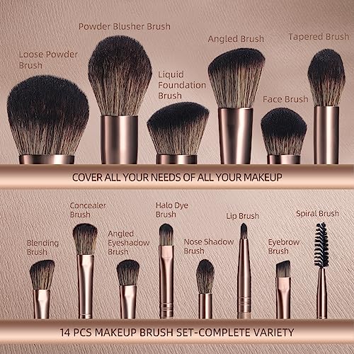 BS-MALL Makeup Brush Set 14Pcs Premium Synthetic Professional Makeup Brushes Foundation Powder Blending Concealer Eye shadows Blush Makeup Brush Kit Deep Starry Blue
