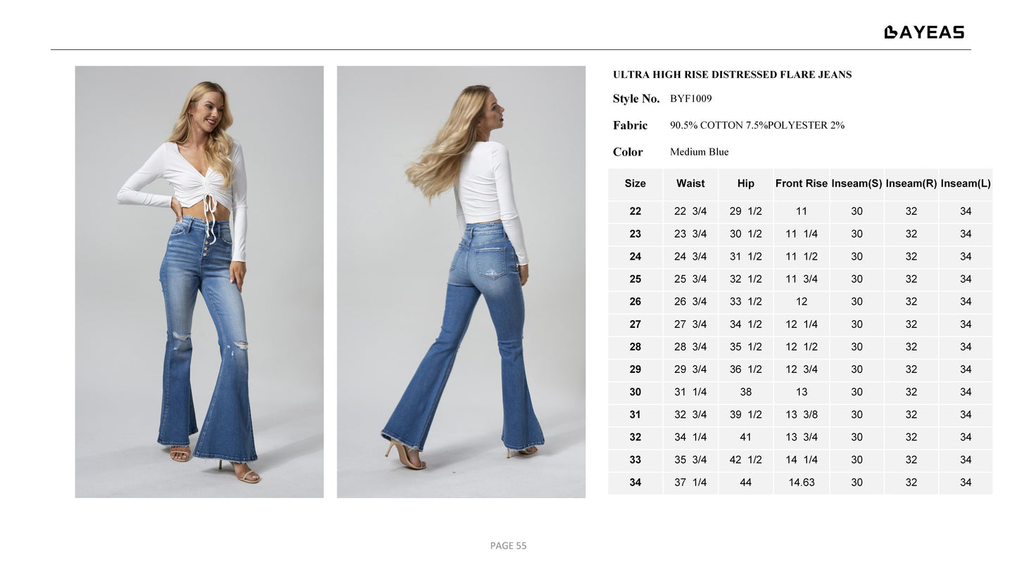 HIGH RISE FLARE JEANS BYF1009L