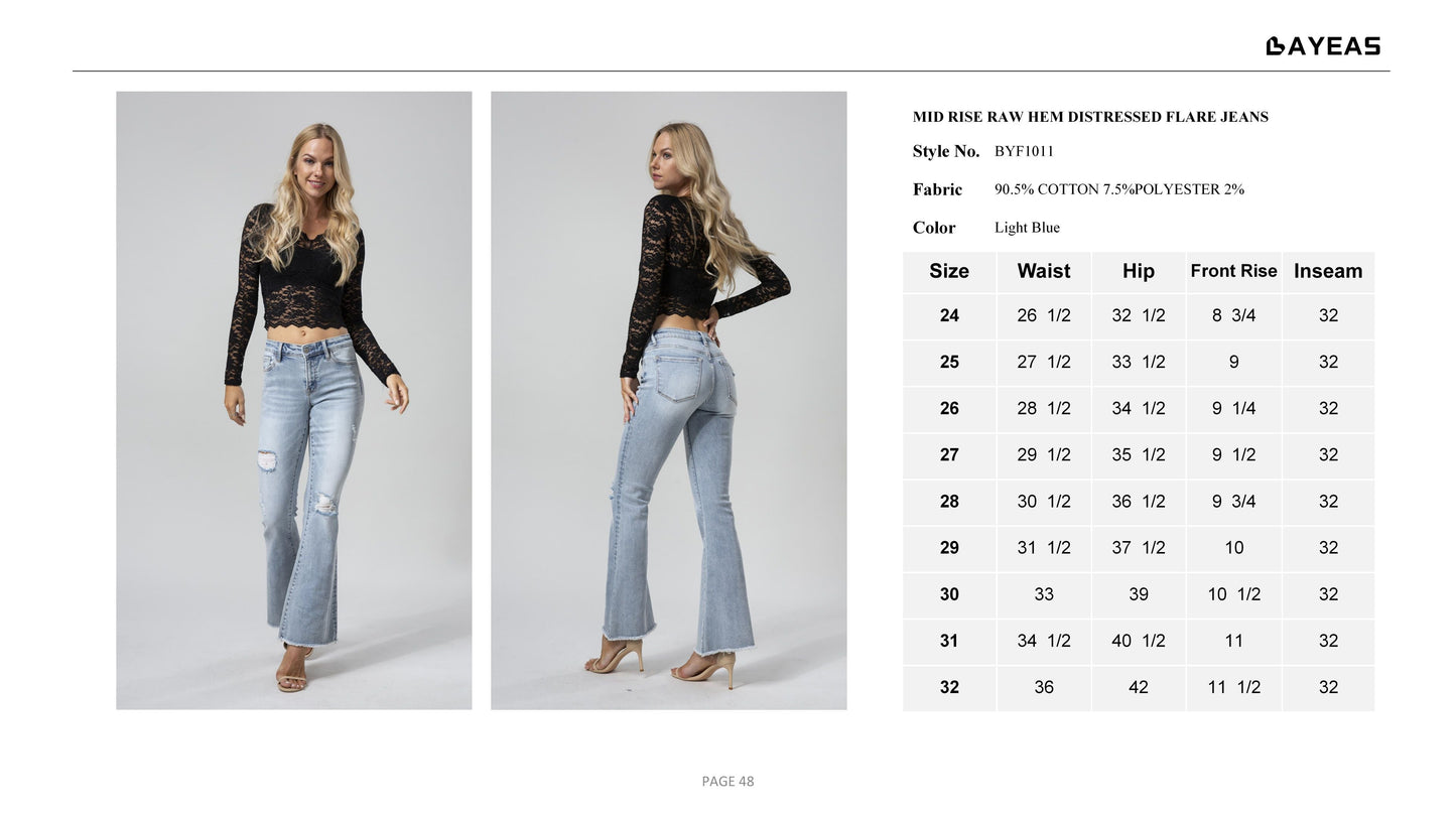 MID RISE FLARE JEANS BYF1011LB