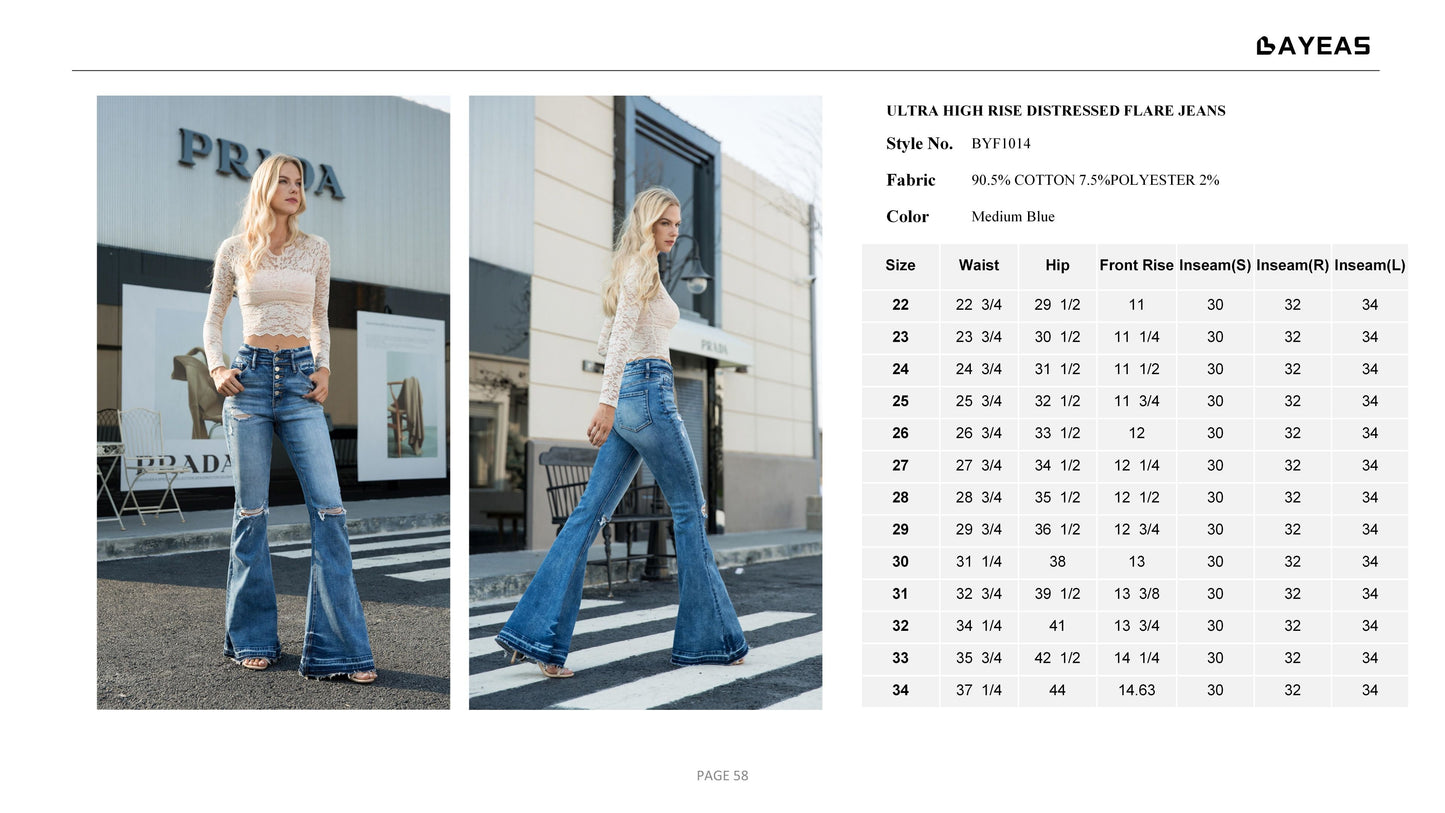 HIGH RISE FLARE JEANS BYF1014L