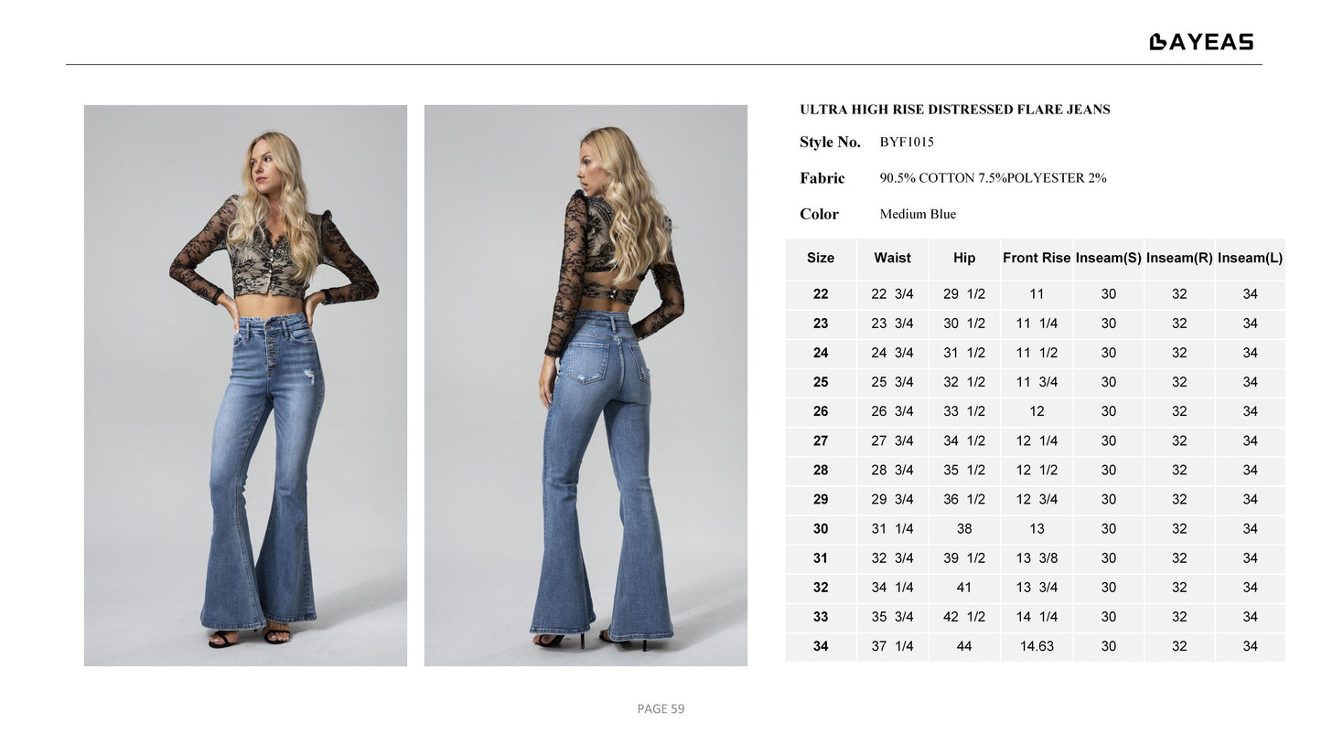 HIGH RISE FLARE JEANS BYF1015S