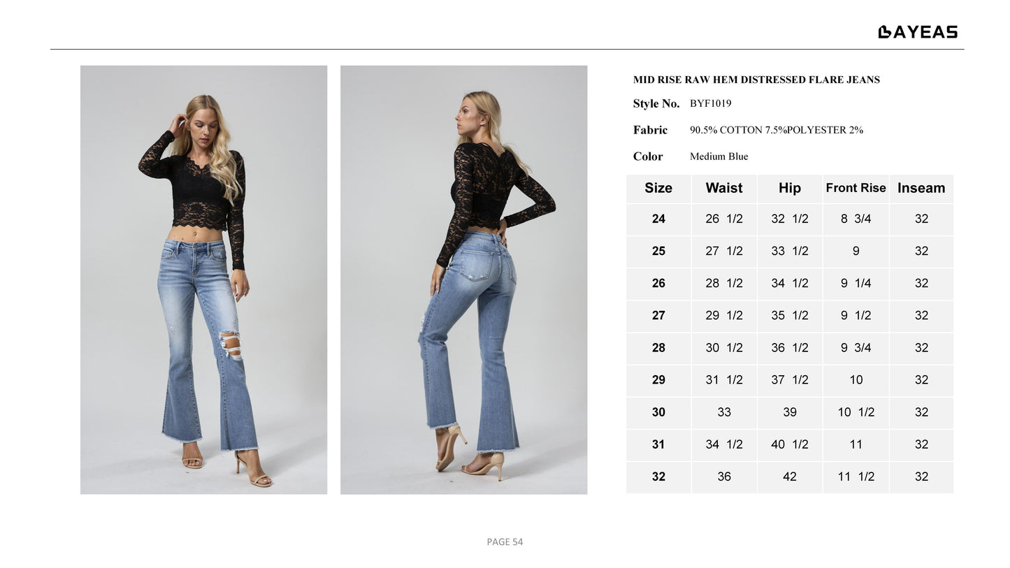 MID RISE FLARE JEANS BYF1019