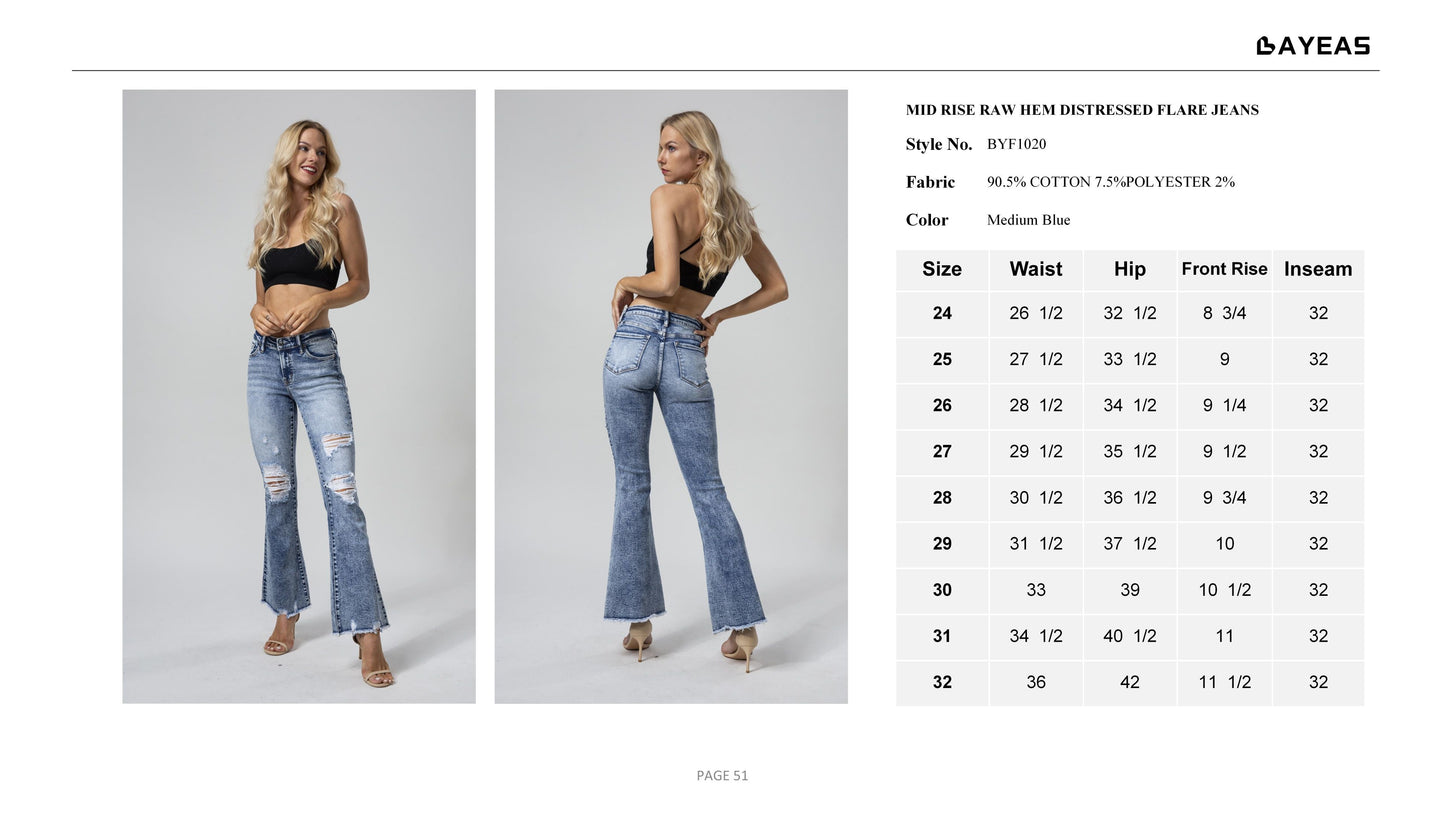 MID RISE FLARE JEANS BYF1020