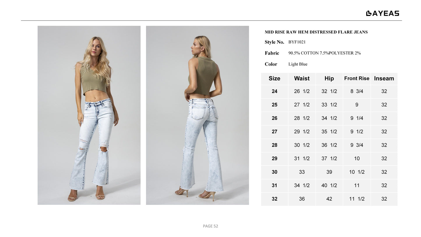 MID RISE FLARE JEANS BYF1021
