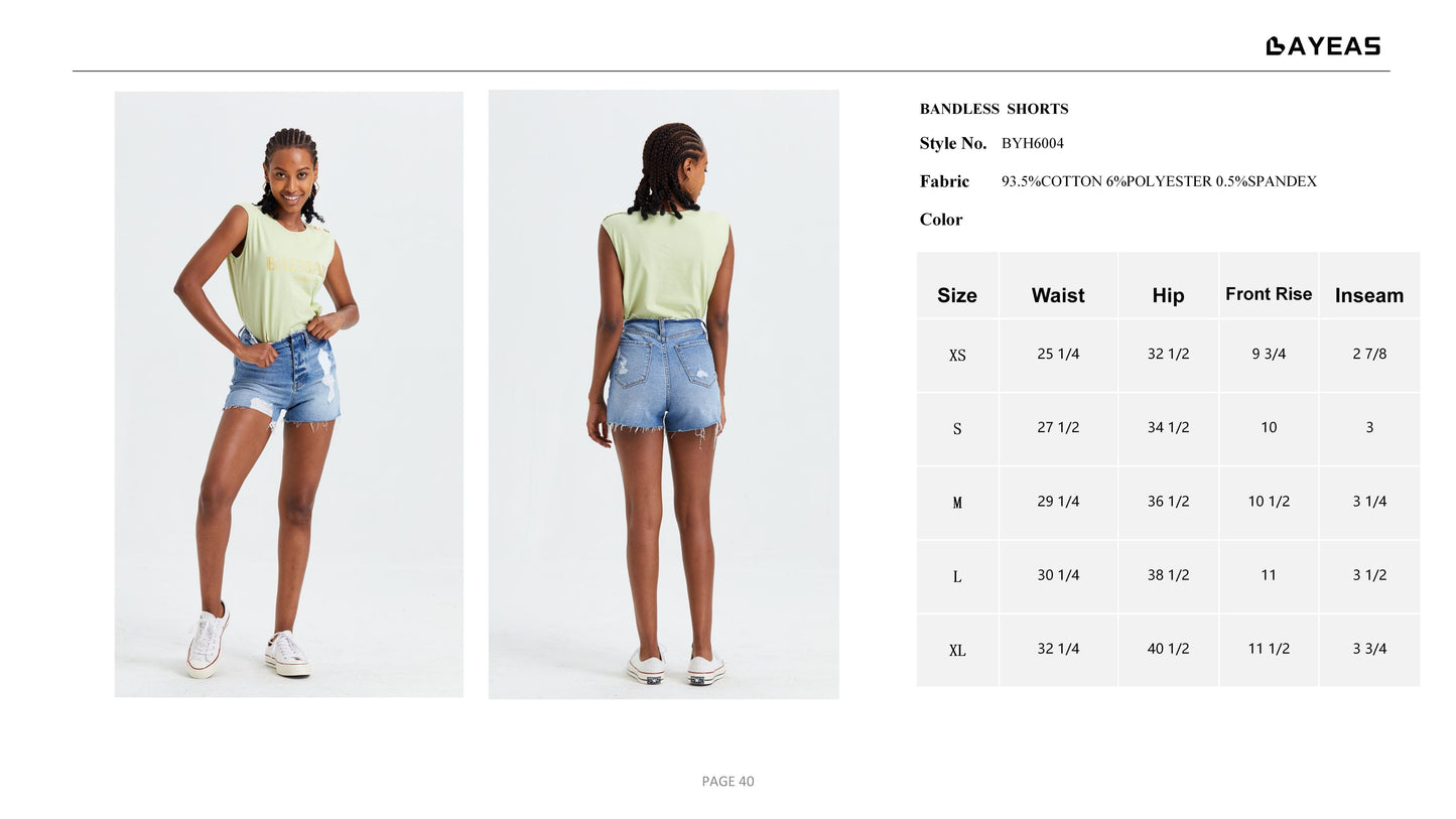 HIGH RISE DENIM SHORTS BYH6004