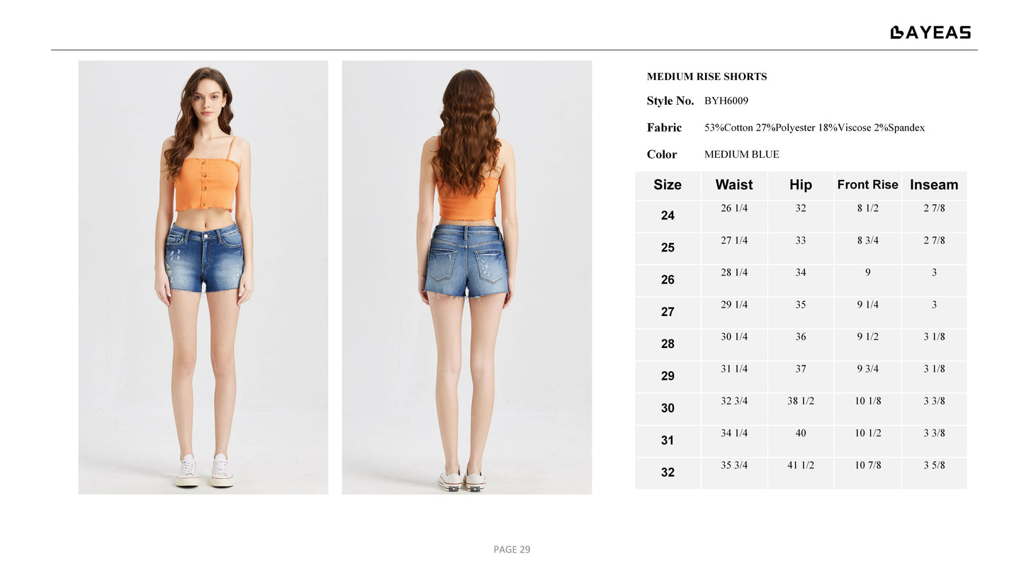 MID RISE DENIM SHORTS BYH6009